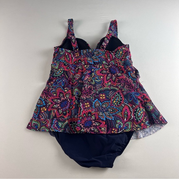NWT Swim Solutions Womens Floral Tummy Control Tankini Swimsuit - Picture 2 of 9